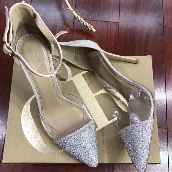 Charlotte Russe Shoes - NWT Charlotte Russe Heel Nude/Clear Silver Stones